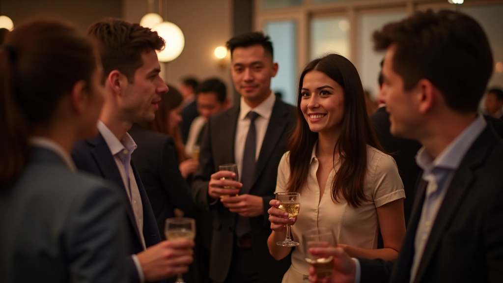 Group of professionals networking at an event