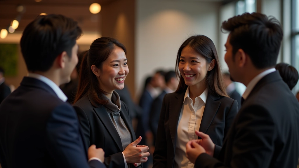 Group of professionals networking at an event