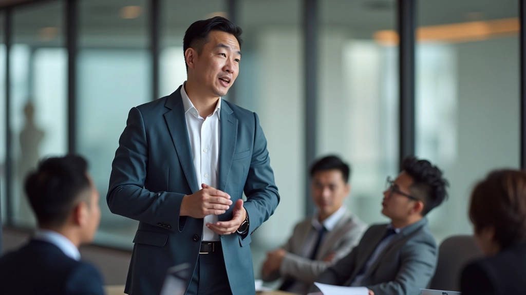 Man leading a meeting with a team