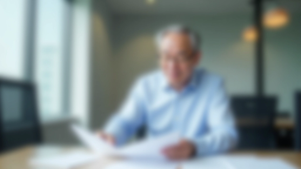 Leader sitting thoughtfully at desk reviewing documents and strategic plans, demonstrating deliberate decision-making process
