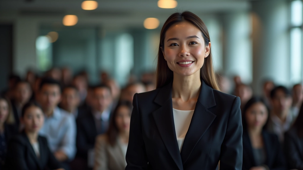 Professional speaking with confidence at a corporate event